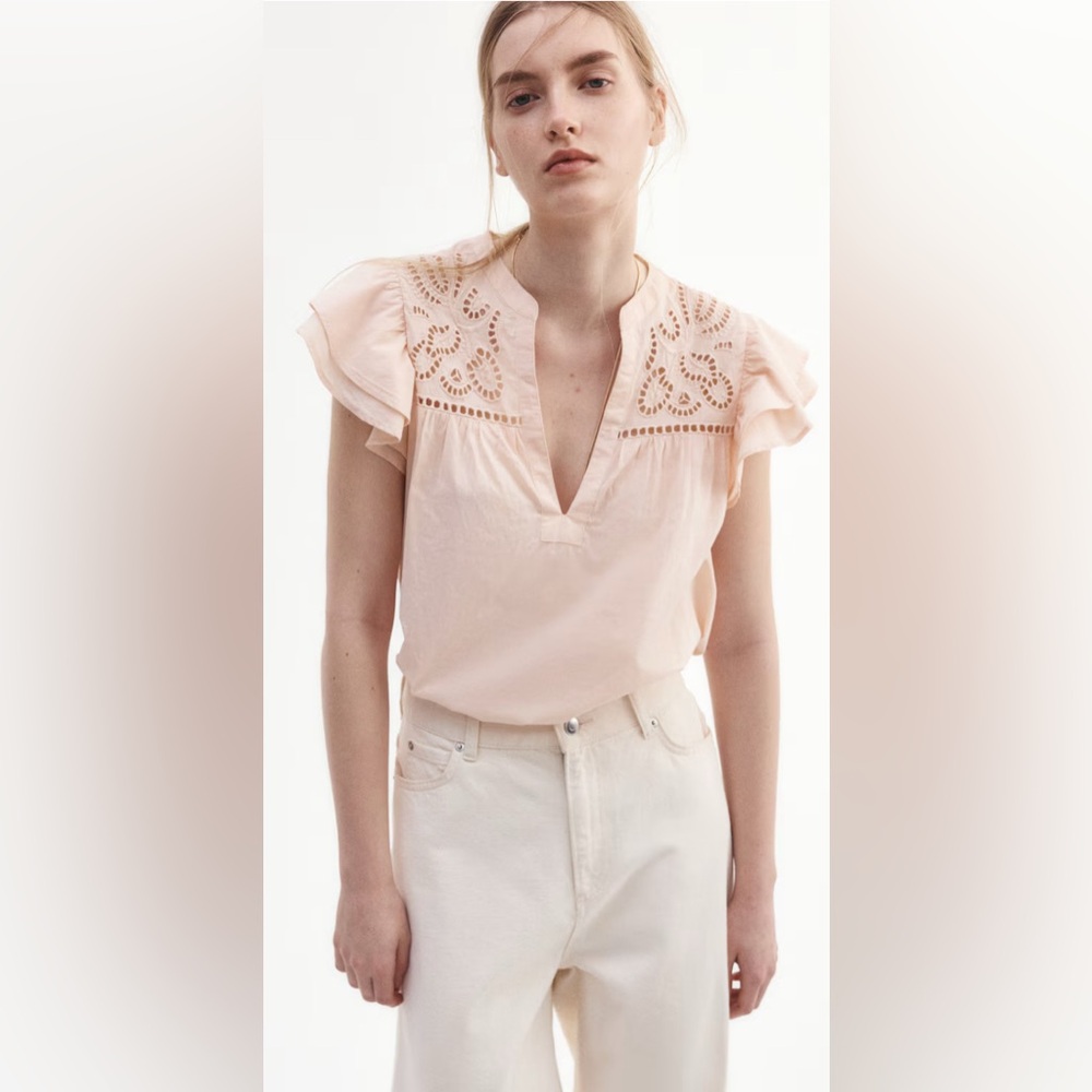 Pale Pink Cotton Eyelet Top NWT